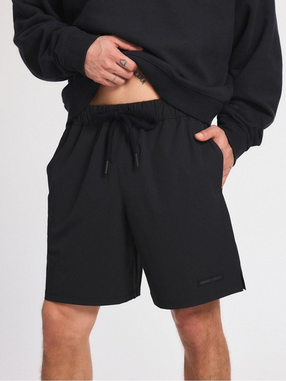Men's Black Athletic Drawstring Shorts